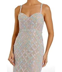 Mac Duggal Pearl Embellished Sleeveless Bustier Gown