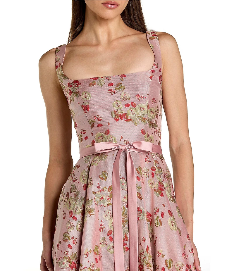 Mac Duggal Petite Brocade Sleeveless A Line Midi Dress With Pockets