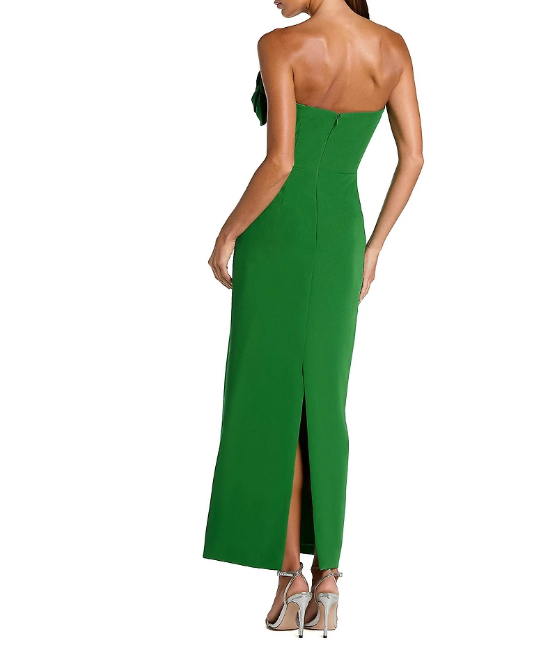 Mac Duggal Petite Crepe Strapless Maxi Dress With 3D Flower Detail