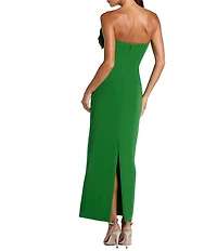 Mac Duggal Petite Crepe Strapless Maxi Dress With 3D Flower Detail