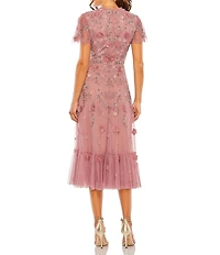 Mac Duggal Petite Embellished Crew Neck Short Sleeve A Line Dress