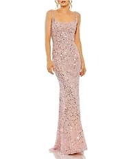 Mac Duggal Petite Size Slip Sequin Long Gown