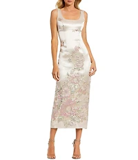 Mac Duggal Petite Sleeveless Scoop Neck Satin Midi Dress