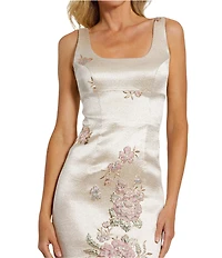 Mac Duggal Petite Sleeveless Scoop Neck Satin Midi Dress