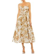 Mac Duggal Petite Strapless Brocade Midi Dress With Pockets