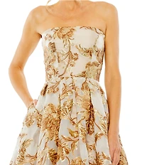 Mac Duggal Petite Strapless Brocade Midi Dress With Pockets
