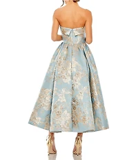 Mac Duggal Petite Strapless Brocade Midi Dress With Pockets