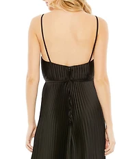 Mac Duggal Pleated Deep V-Neck Spaghetti Strap Sleeveless Wide Leg Jumpsuit
