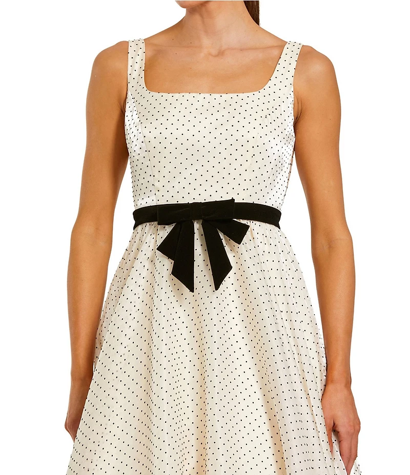 Mac Duggal Polka Dot Organza Square Neck Gown With Bow