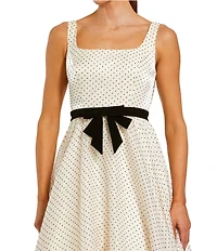 Mac Duggal Polka Dot Organza Square Neck Gown With Bow