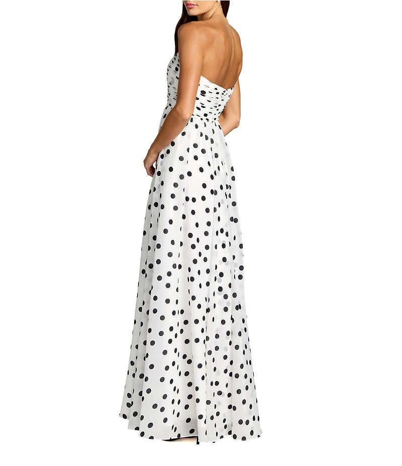 Mac Duggal Polka Dot Strapless Gown With Slit