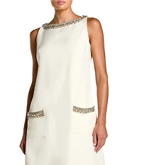 Mac Duggal Rhinestone Trim Sleeveless Crepe Mini Dress