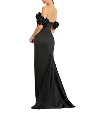 Mac Duggal Satin 3D Flower Off The Shoulder Dress