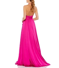 Mac Duggal Satin Charmeuse Halter Neck Open Back A-Line Gown