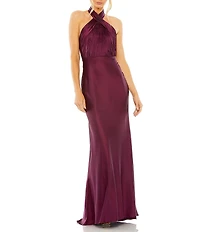Mac Duggal Satin Halter Long Gown