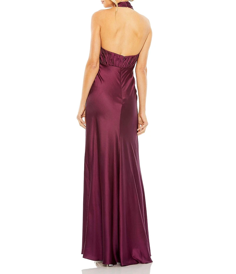 Mac Duggal Satin Halter Long Gown