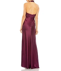 Mac Duggal Satin Halter Long Gown