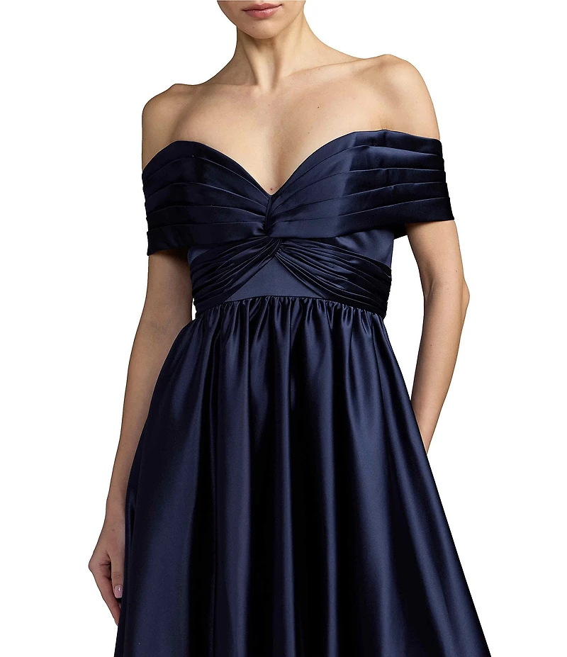 Mac Duggal Satin Off-The-Shoulder Gown