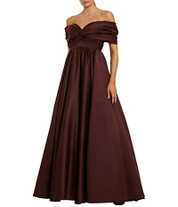 Mac Duggal Satin Off-The-Shoulder Gown