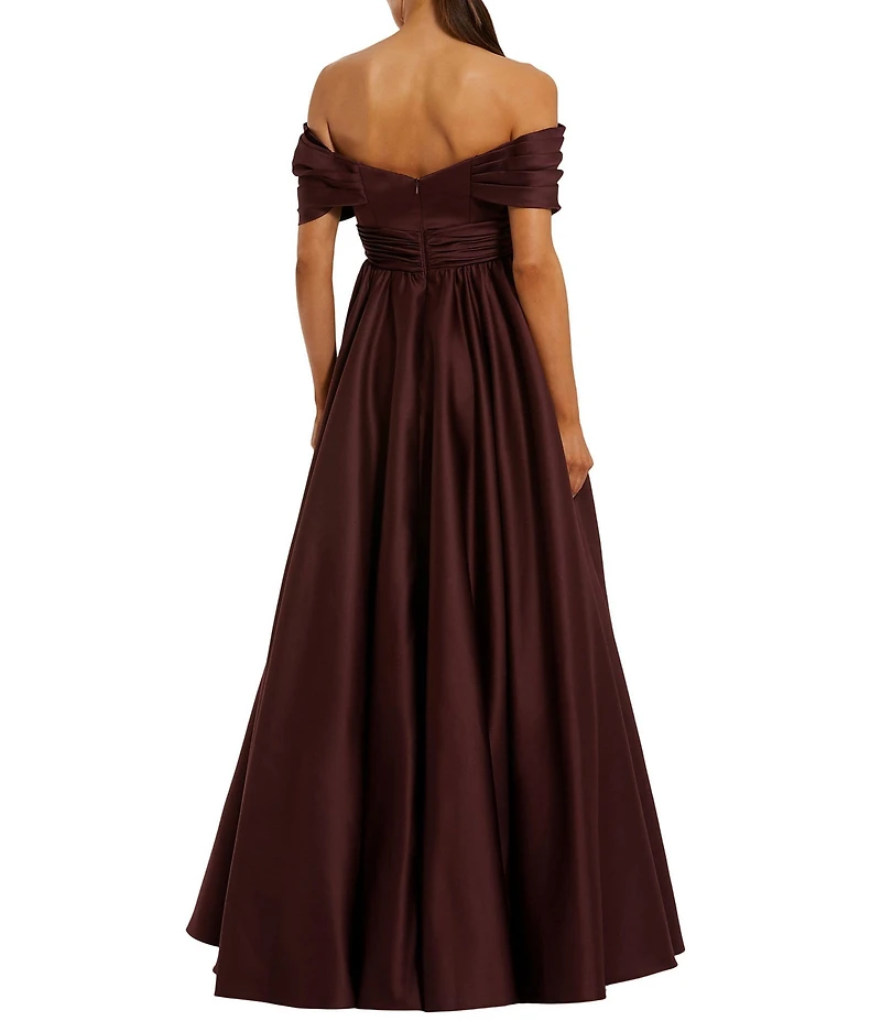 Mac Duggal Satin Off-The-Shoulder Gown