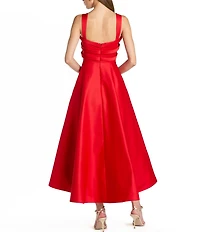 Mac Duggal Satin Sleeveless A-Line 3D Bow Detail Dress