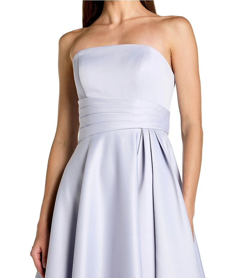 Mac Duggal Satin Strapless Long Ballgown With Bow Detail