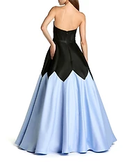Mac Duggal Satin Strapless Sweetheart Gown With Pockets