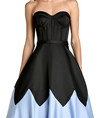 Mac Duggal Satin Strapless Sweetheart Gown With Pockets