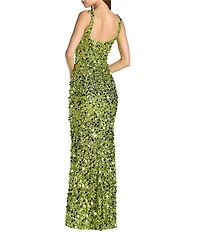 Mac Duggal Scoop Neck Sequin Column Gown