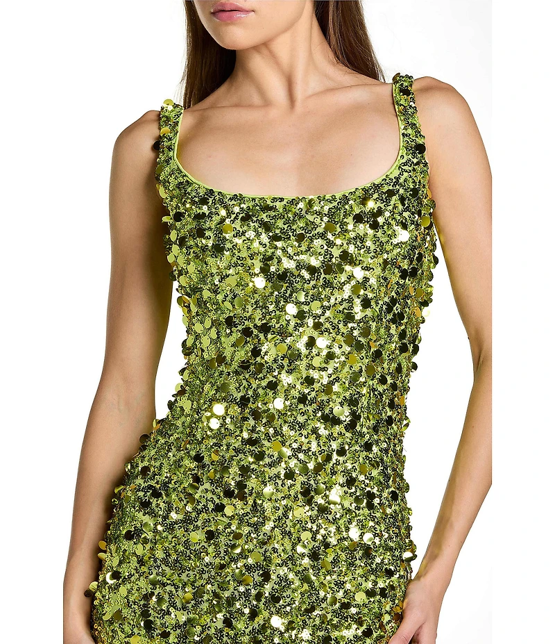 Mac Duggal Scoop Neck Sequin Column Gown