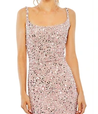 Mac Duggal Scoop Neck Sequined Sheath Gown