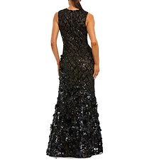 Mac Duggal Sleeveless Beaded Sequin Mesh Mermaid Gown