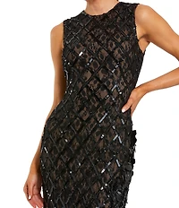 Mac Duggal Sleeveless Beaded Sequin Mesh Mermaid Gown