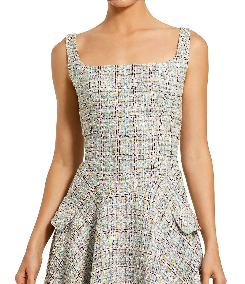 Mac Duggal Sleeveless Boucle Drop Waist Dress