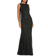 Mac Duggal Sleeveless Cowl Back With Draped Beading Gown