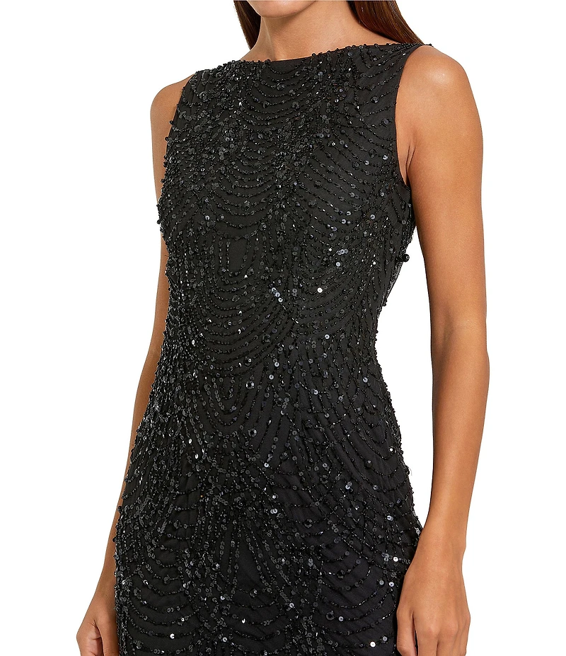 Mac Duggal Sleeveless Cowl Back With Draped Beading Gown