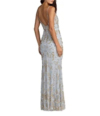 Mac Duggal Sleeveless Illusion Lace Column Gown