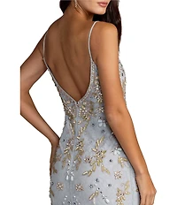 Mac Duggal Sleeveless Illusion Lace Column Gown