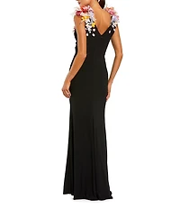 Mac Duggal Sleeveless Jersey Gown With 3D Flower Detail