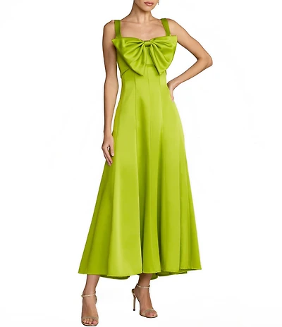 Mac Duggal Sleeveless Satin Midi Dress With Pockets