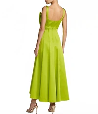 Mac Duggal Sleeveless Satin Midi Dress With Pockets