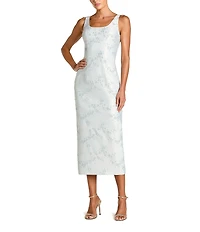 Mac Duggal Sleeveless Scoop Neck Brocade Midi Dress