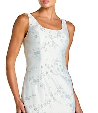 Mac Duggal Sleeveless Scoop Neck Brocade Midi Dress