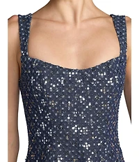 Mac Duggal Sleeveless Scoop Neck Sequin Midi Dress