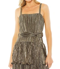 Mac Duggal Sleeveless Square Neck Tiered Ruffled Detail Dress