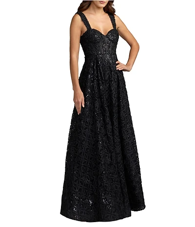 Mac Duggal Sleeveless Sweetheart Floral Tulle A Line Gown