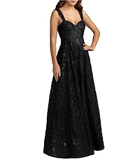 Mac Duggal Sleeveless Sweetheart Floral Tulle A Line Gown