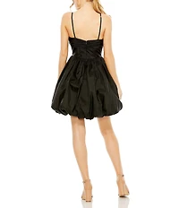 Mac Duggal Spaghetti Strap Sweetheart Neck Bow Bodice Bubble Hem A-Line Mini Dress
