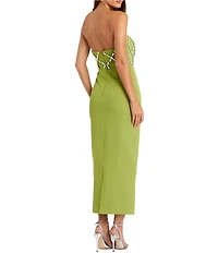 Mac Duggal Strapless Beaded Bodice Ankle Dress