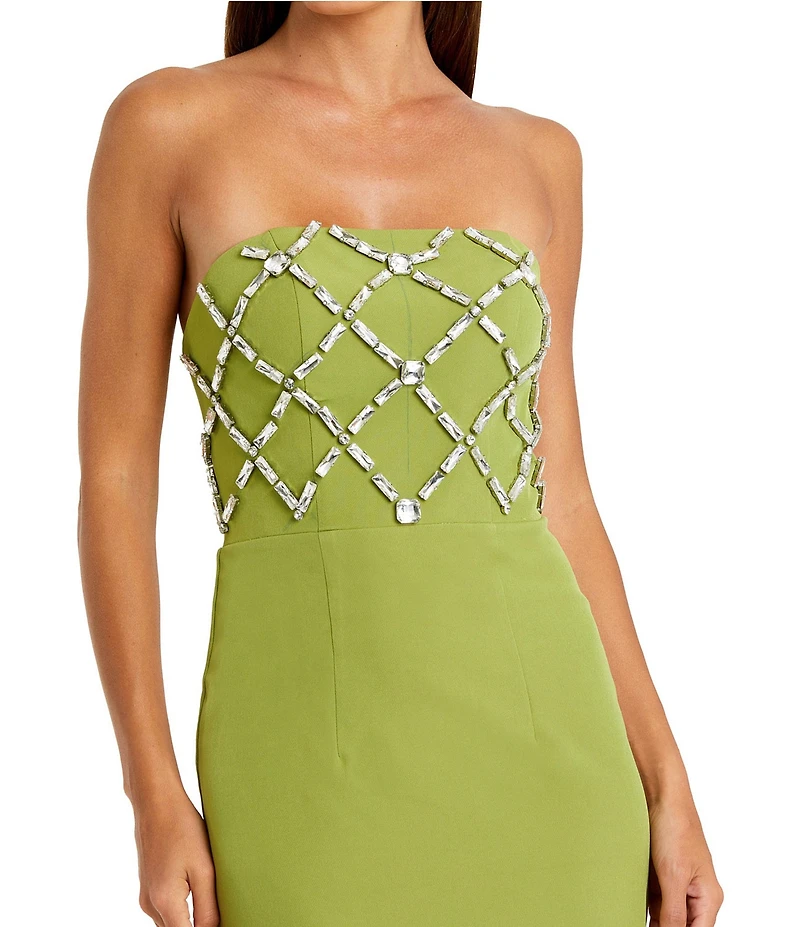 Mac Duggal Strapless Beaded Bodice Ankle Dress